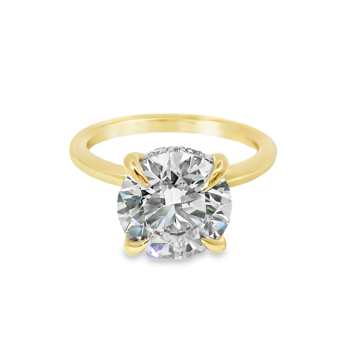 14K Gold Round Lab Diamond Hidden Halo Engagement Ring