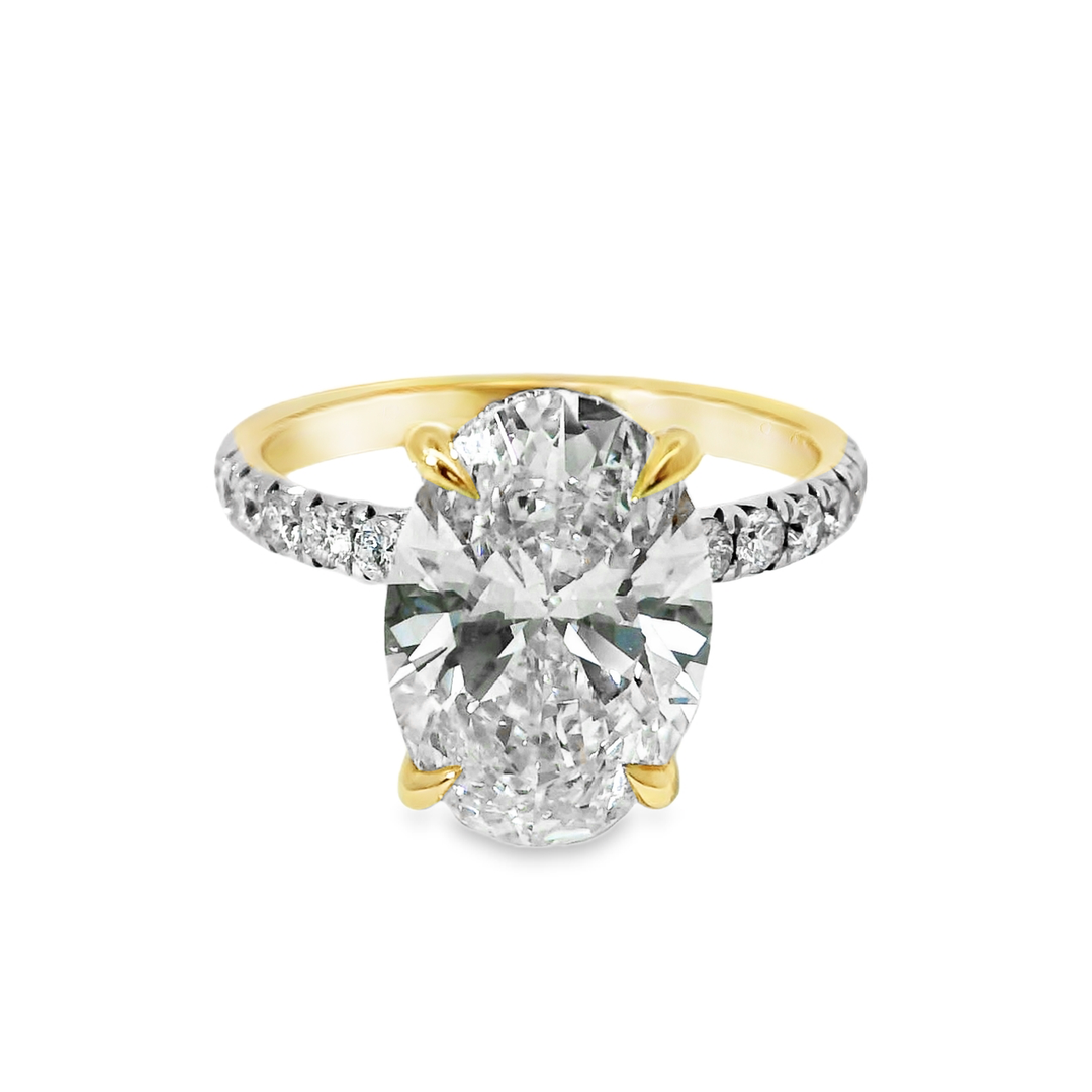 14K Gold Oval Lab Diamond Pavé Engagement Ring