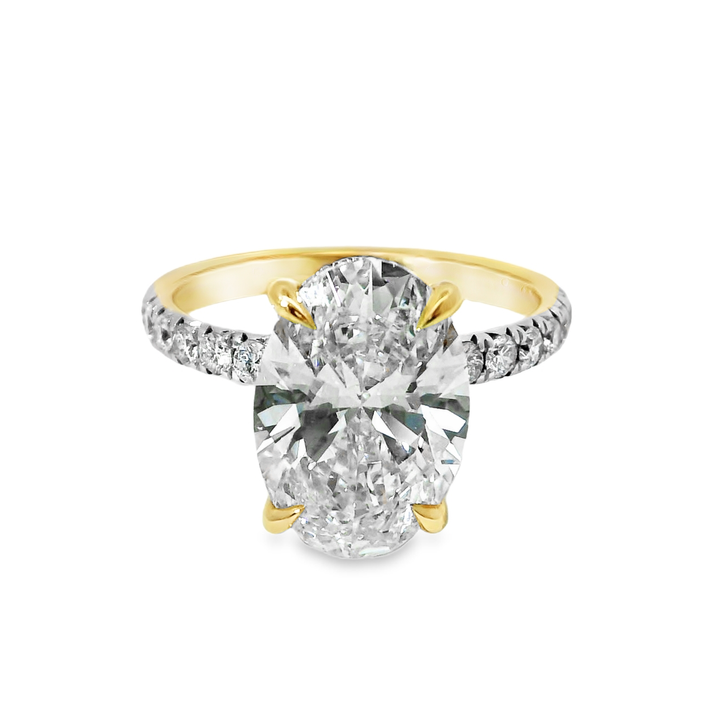 14K Gold Oval Lab Diamond Pavé Engagement Ring