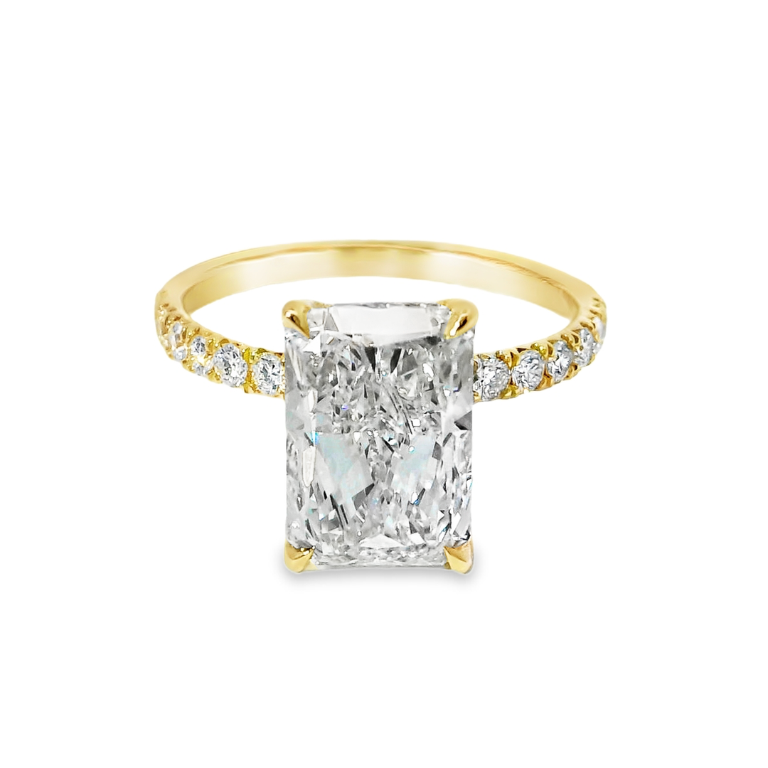 14K Gold Radiant Lab Diamond Pavé Engagement Ring