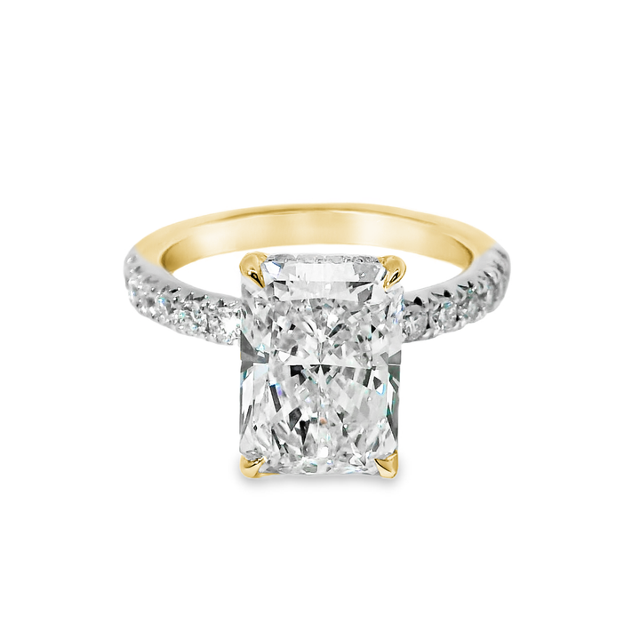 14K Gold Radiant Lab Diamond Pavé Engagement Ring