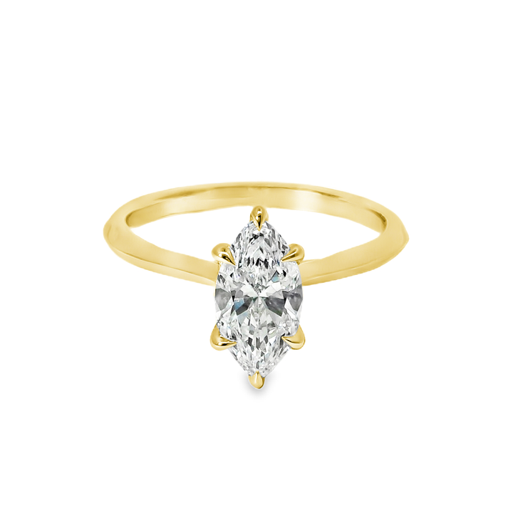14K Gold Marquise Lab Diamond Solitaire Engagement Ring
