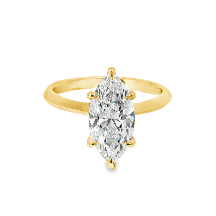 14K Gold Marquise Lab Diamond Solitaire Engagement Ring