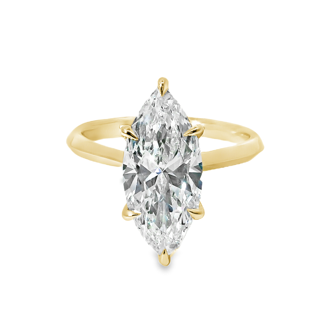 14K Gold Marquise Lab Diamond Solitaire Engagement Ring