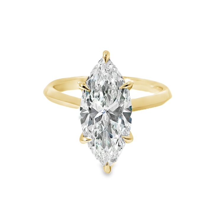 14K Gold Marquise Lab Diamond Solitaire Engagement Ring