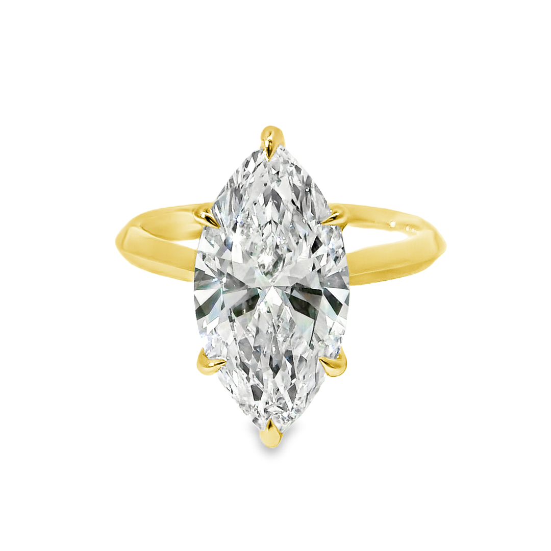 14K Gold Marquise Lab Diamond Solitaire Engagement Ring
