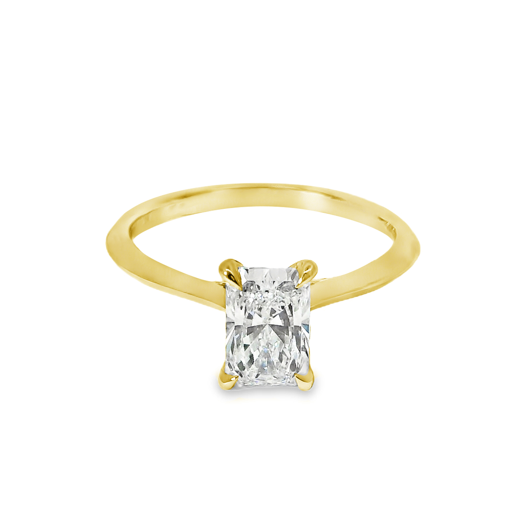 14K Gold Radiant Lab Diamond Solitaire Engagement Ring