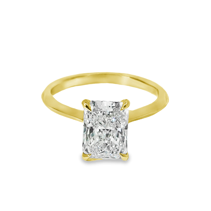 14K Gold Radiant Lab Diamond Solitaire Engagement Ring