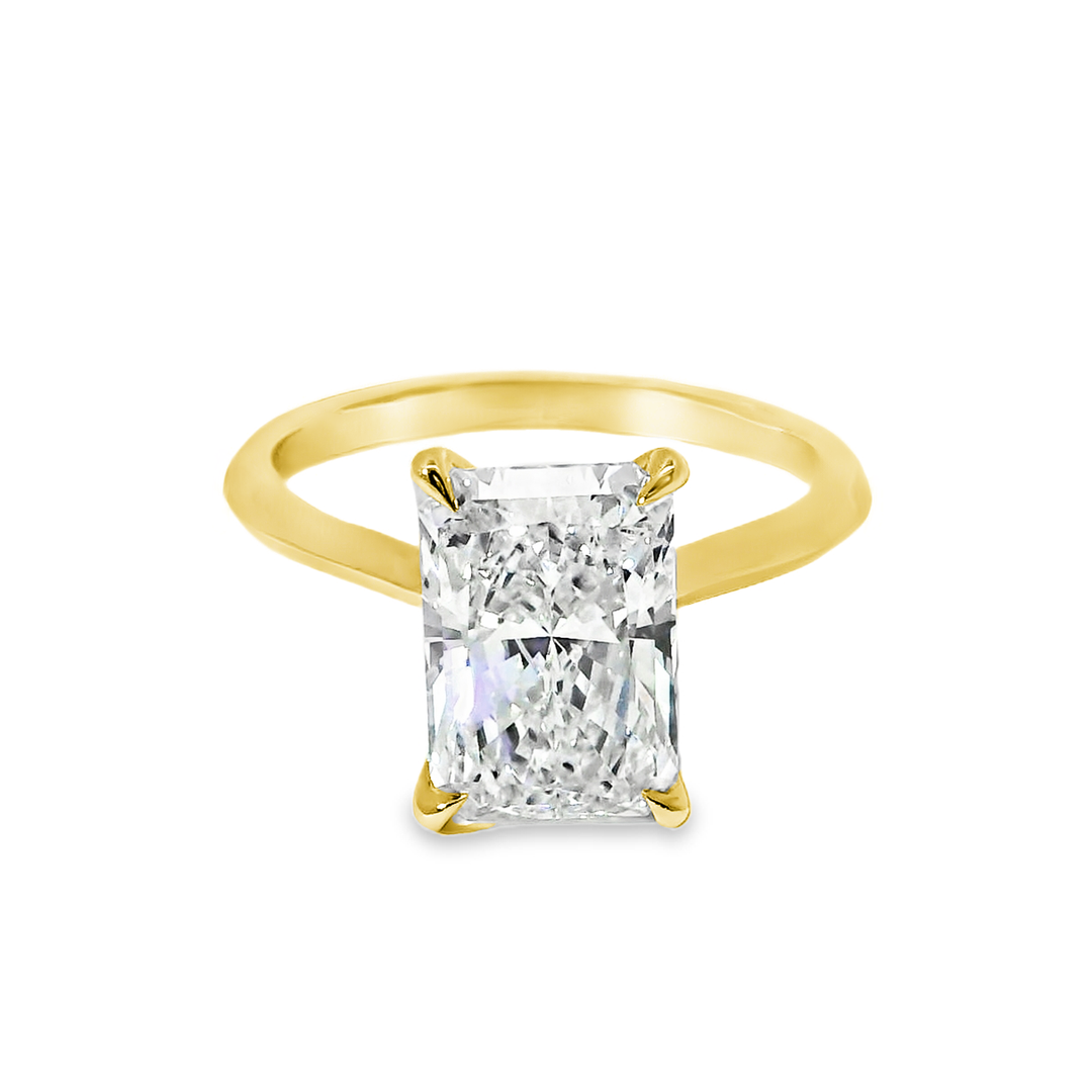 14K Gold Radiant Lab Diamond Solitaire Engagement Ring