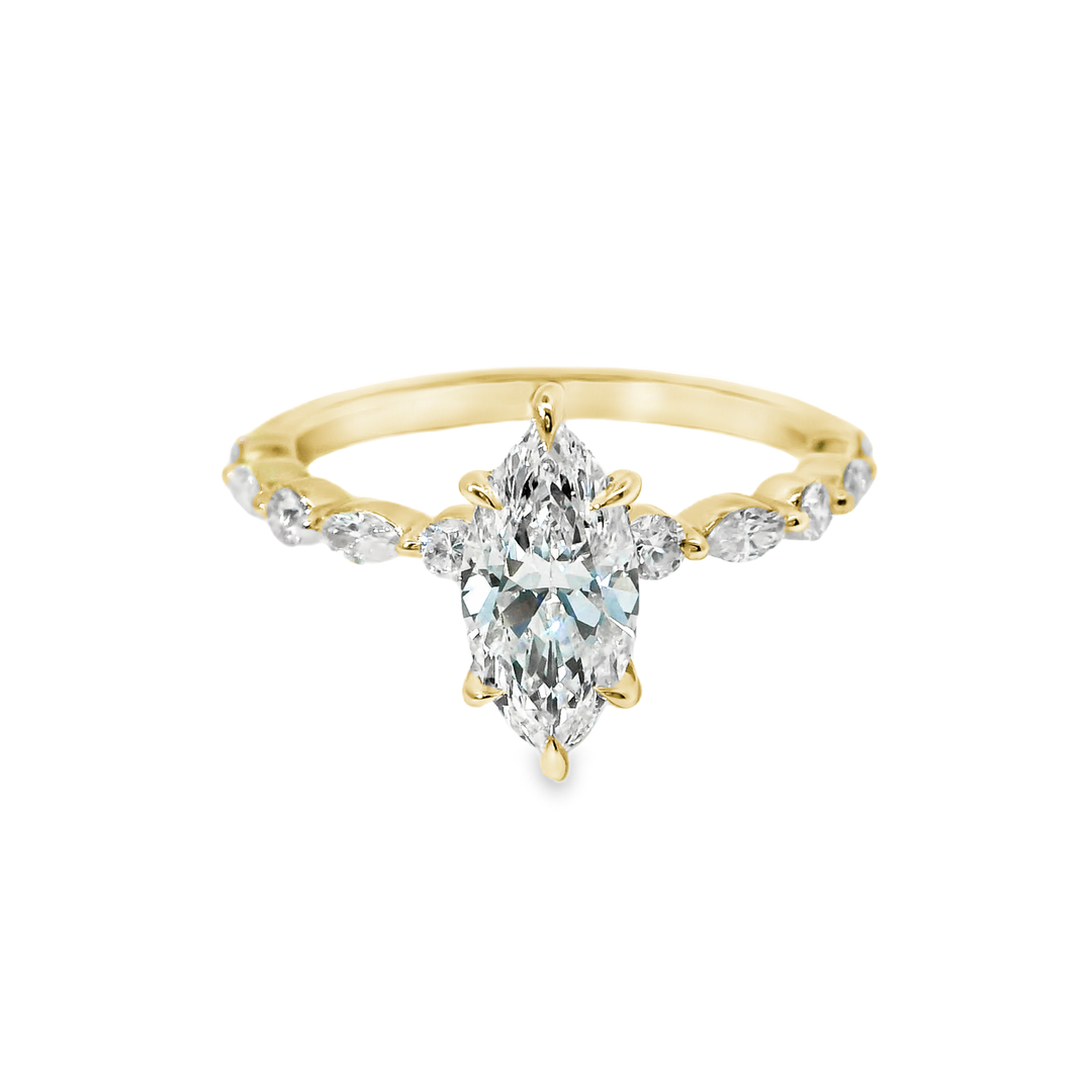 14K Gold Marquise Lab Diamond Stylish Engagement Ring