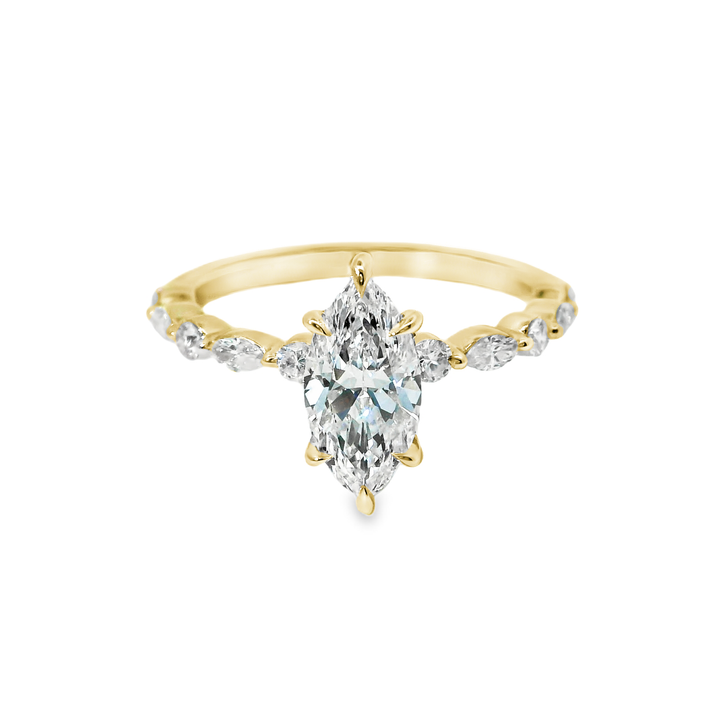 14K Gold Marquise Lab Diamond Stylish Engagement Ring