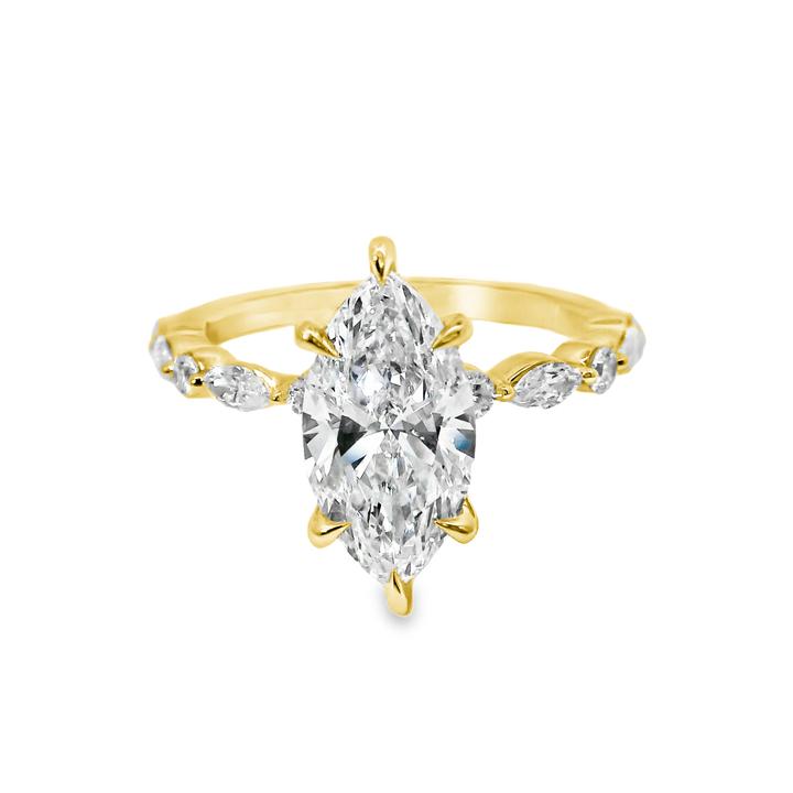 14K Gold Marquise Lab Diamond Stylish Engagement Ring
