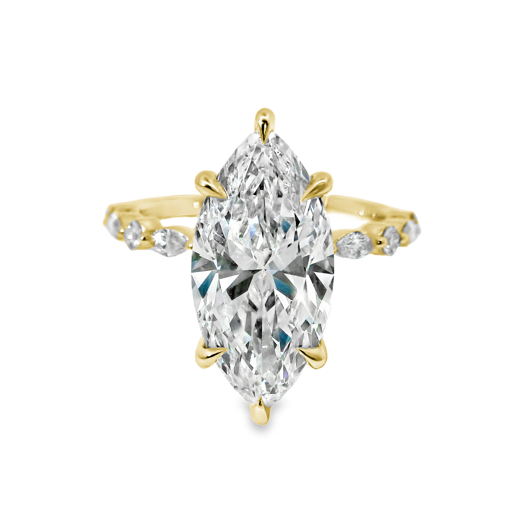14K Gold Marquise Lab Diamond Stylish Engagement Ring