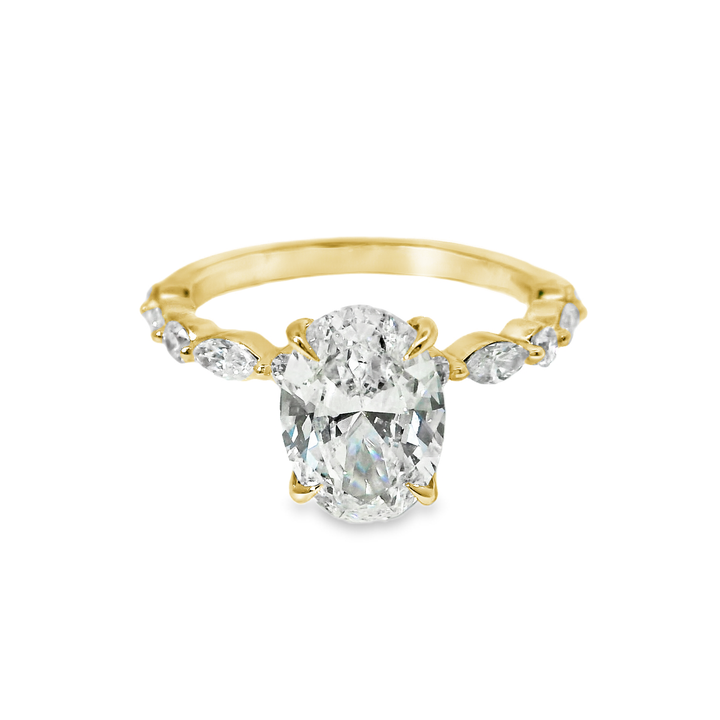 14K Gold Oval Lab Diamond Stylish Engagement Ring