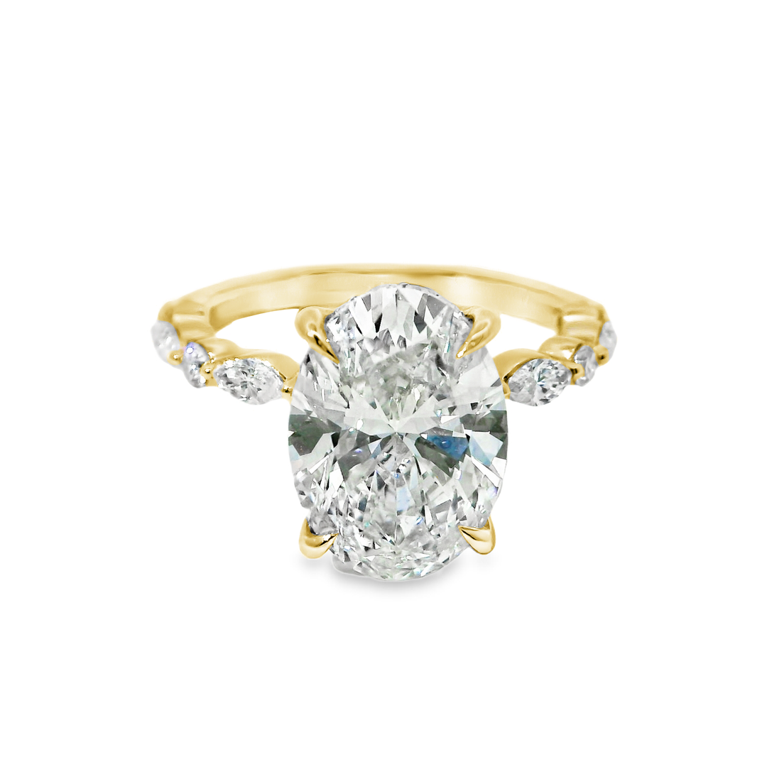 14K Gold Oval Lab Diamond Stylish Engagement Ring