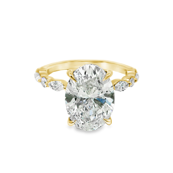 14K Gold Oval Lab Diamond Stylish Engagement Ring