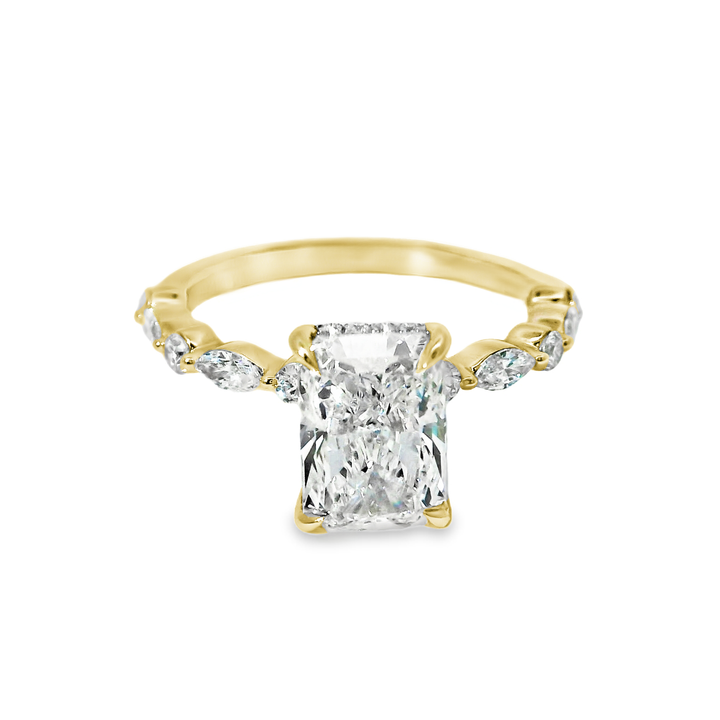 14K Gold Radiant Lab Diamond Stylish Engagement Ring