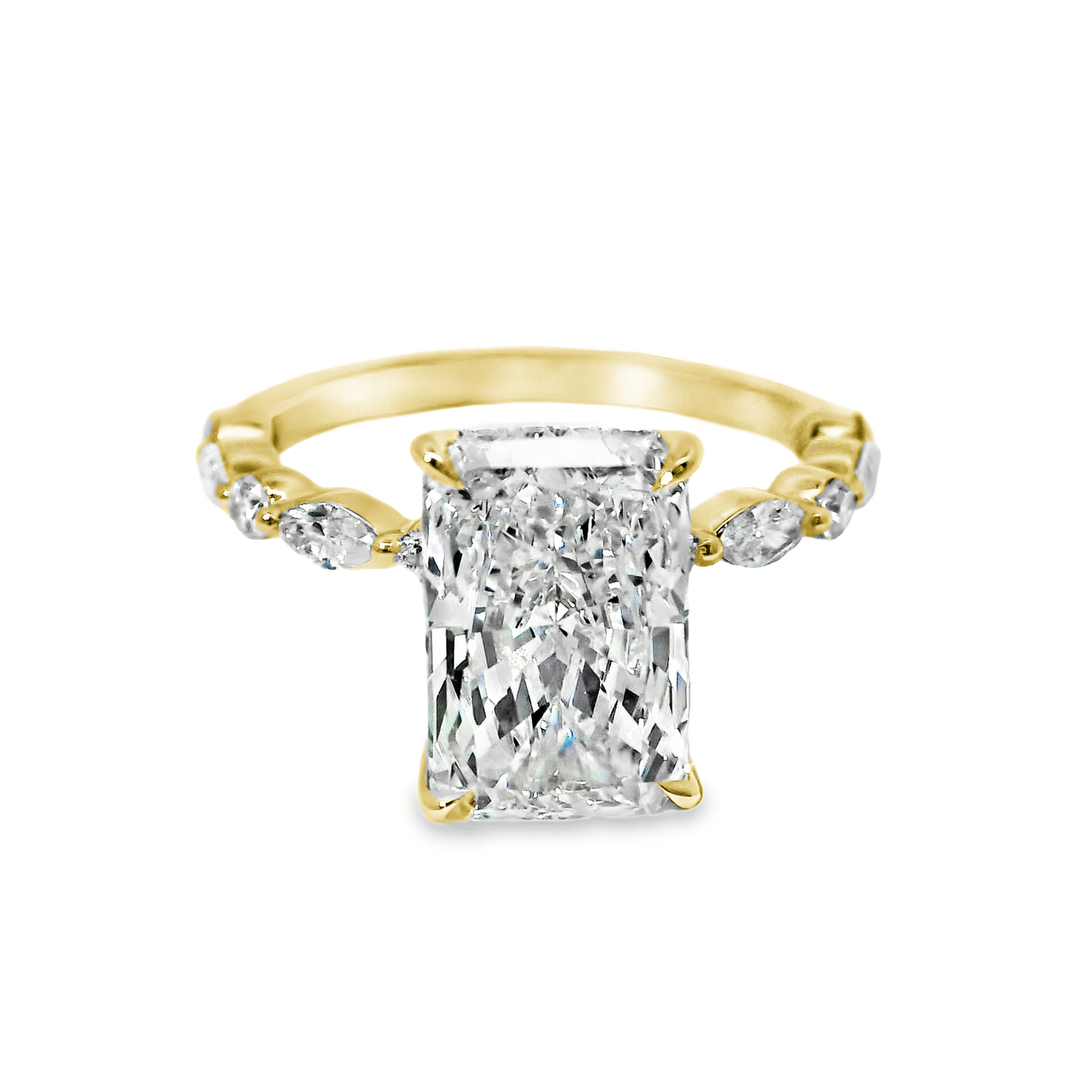 14K Gold Radiant Lab Diamond Stylish Engagement Ring