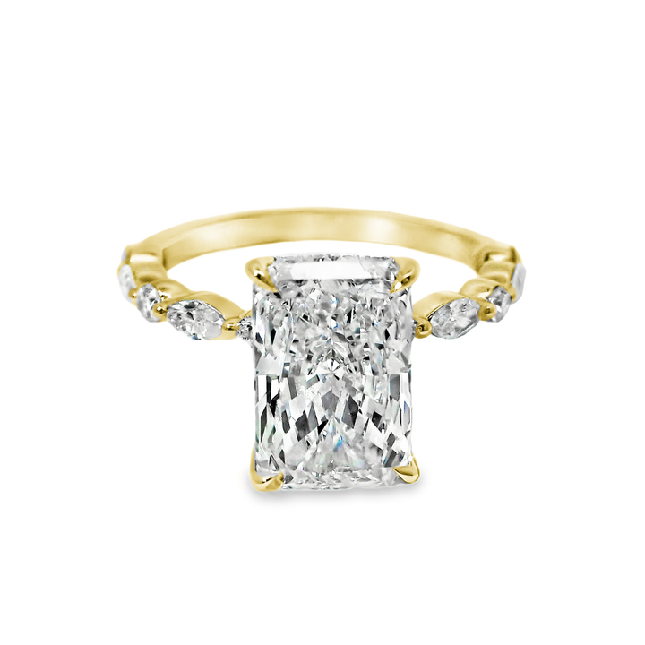 14K Gold Radiant Lab Diamond Stylish Engagement Ring