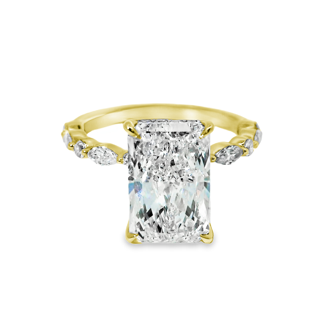 14K Gold Radiant Lab Diamond Stylish Engagement Ring