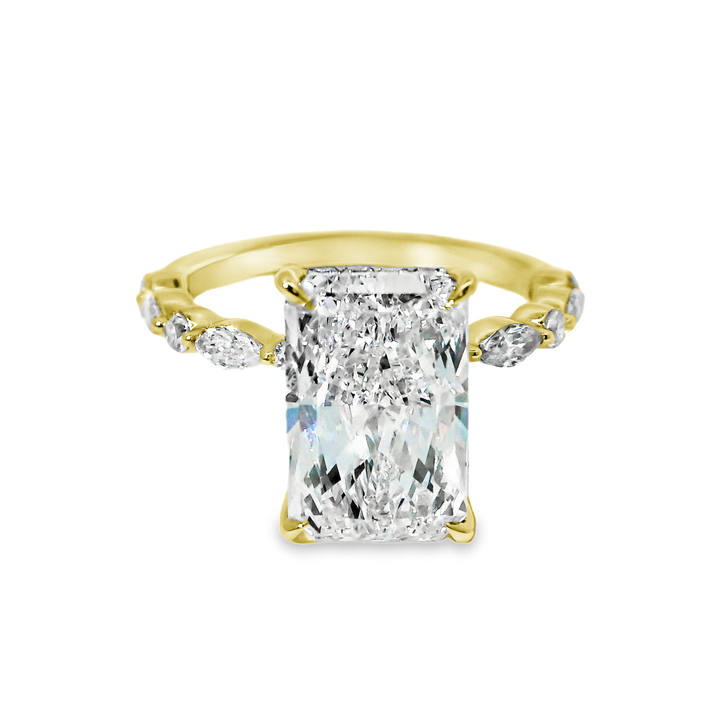 14K Gold Radiant Lab Diamond Stylish Engagement Ring