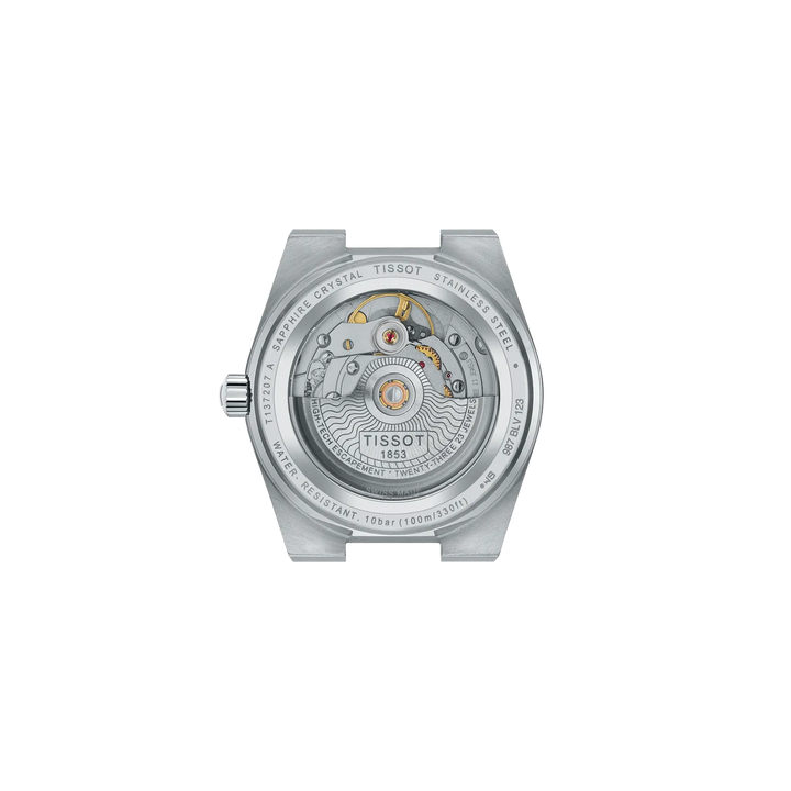 Back view of the watch case Tissot PRX 35mm, reference T137.207.11.051.00