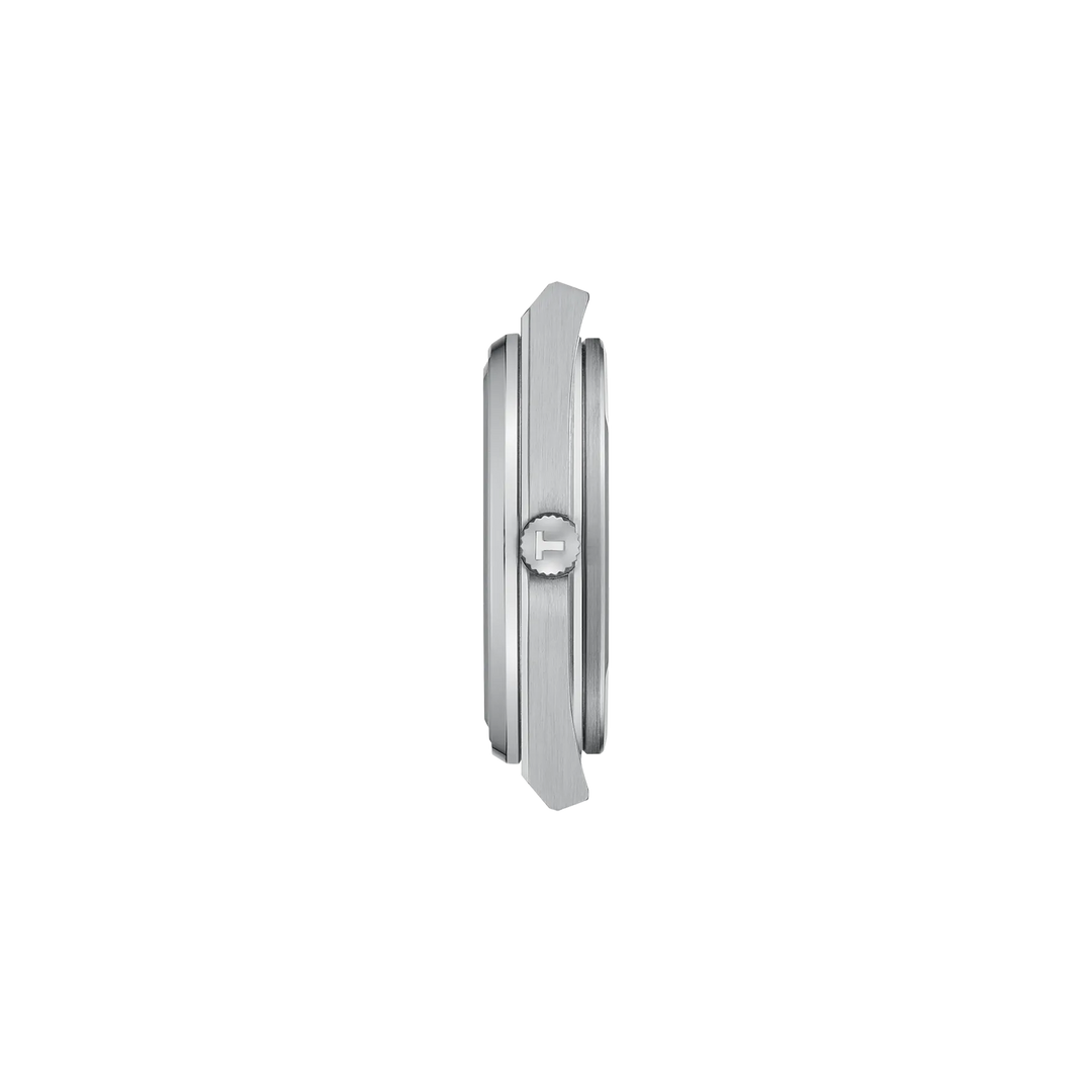 Profile view of the watch case Tissot PRX 40mm, reference T137.410.17.011.00
