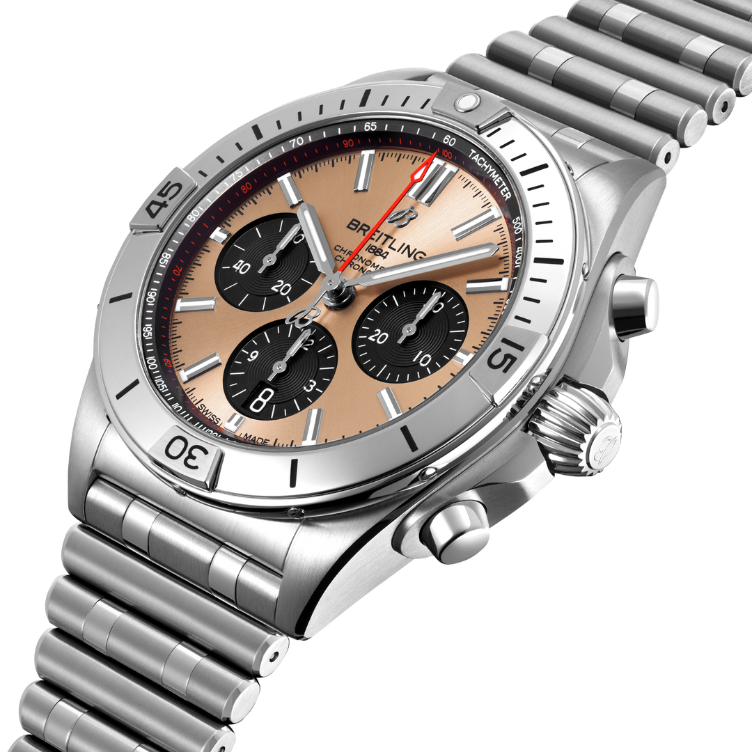 Breitling Chronomat B01 42 AB0134101K1A1 three-quarter view
