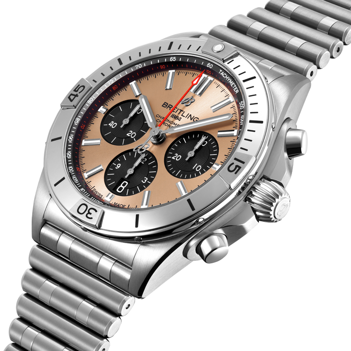 Breitling Chronomat B01 42 AB0134101K1A1 three-quarter view