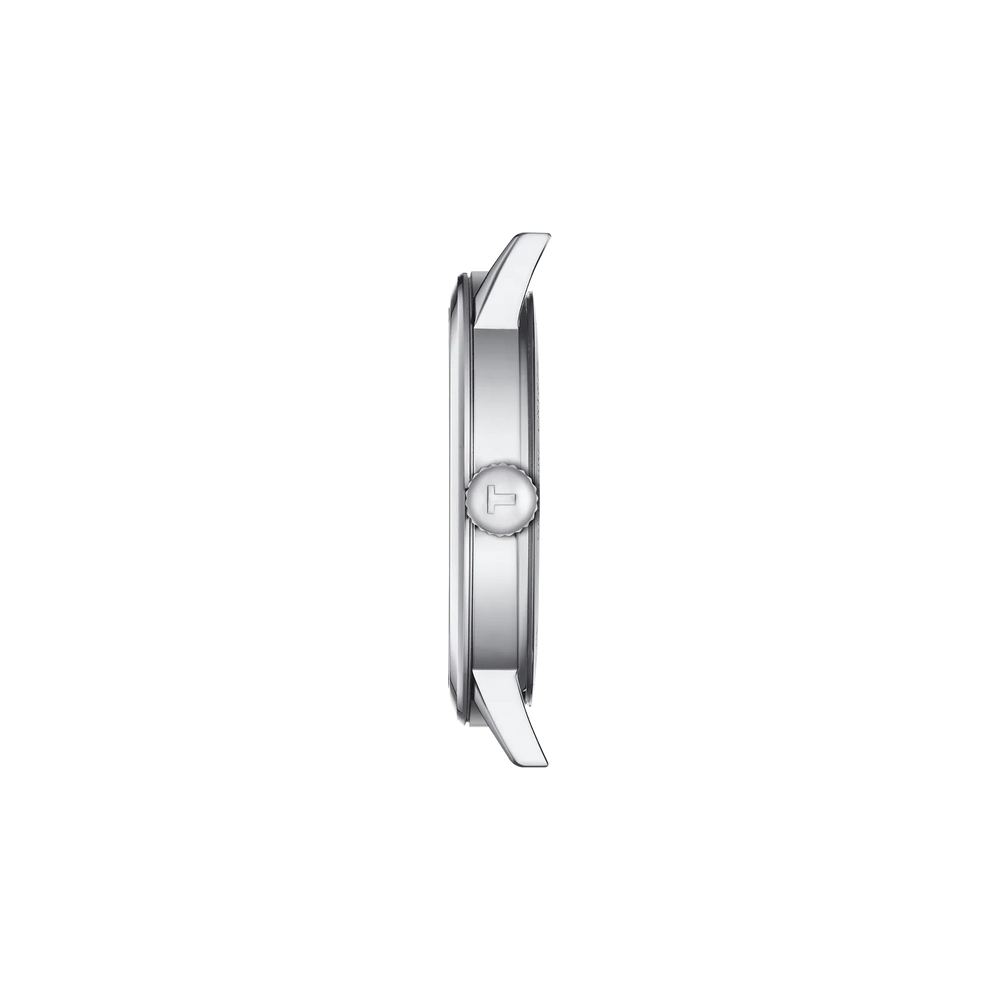 Profile view of the watch case Tissot Classic Dream 42mm, reference T129.410.11.031.00