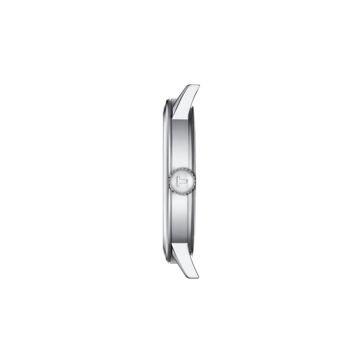 Profile view of the watch case Tissot Classic Dream 42mm, reference T129.410.11.031.00
