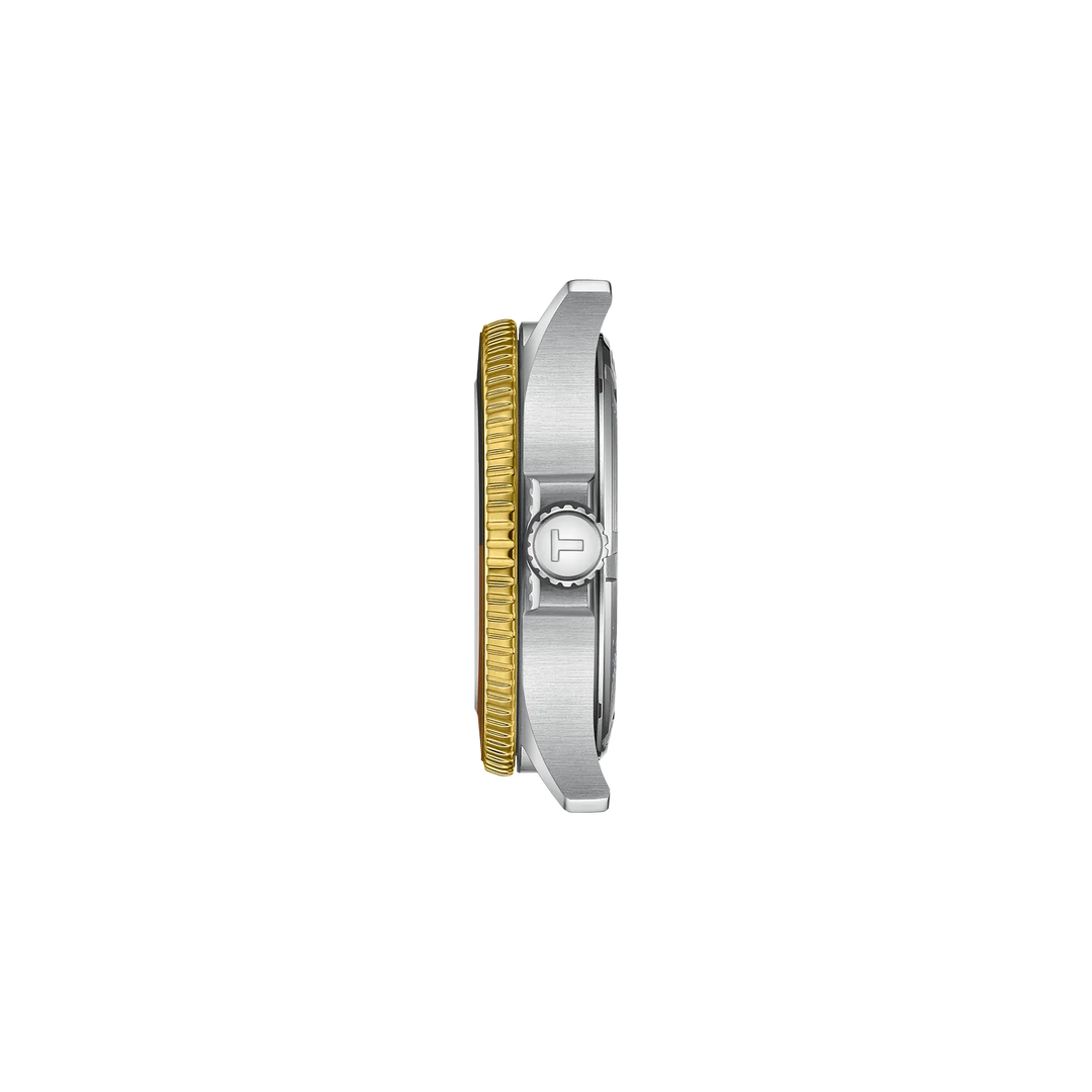 Profile view of the watch case Tissot Seastar 1000 GMT 40mm, reference T120.852.22.051.00