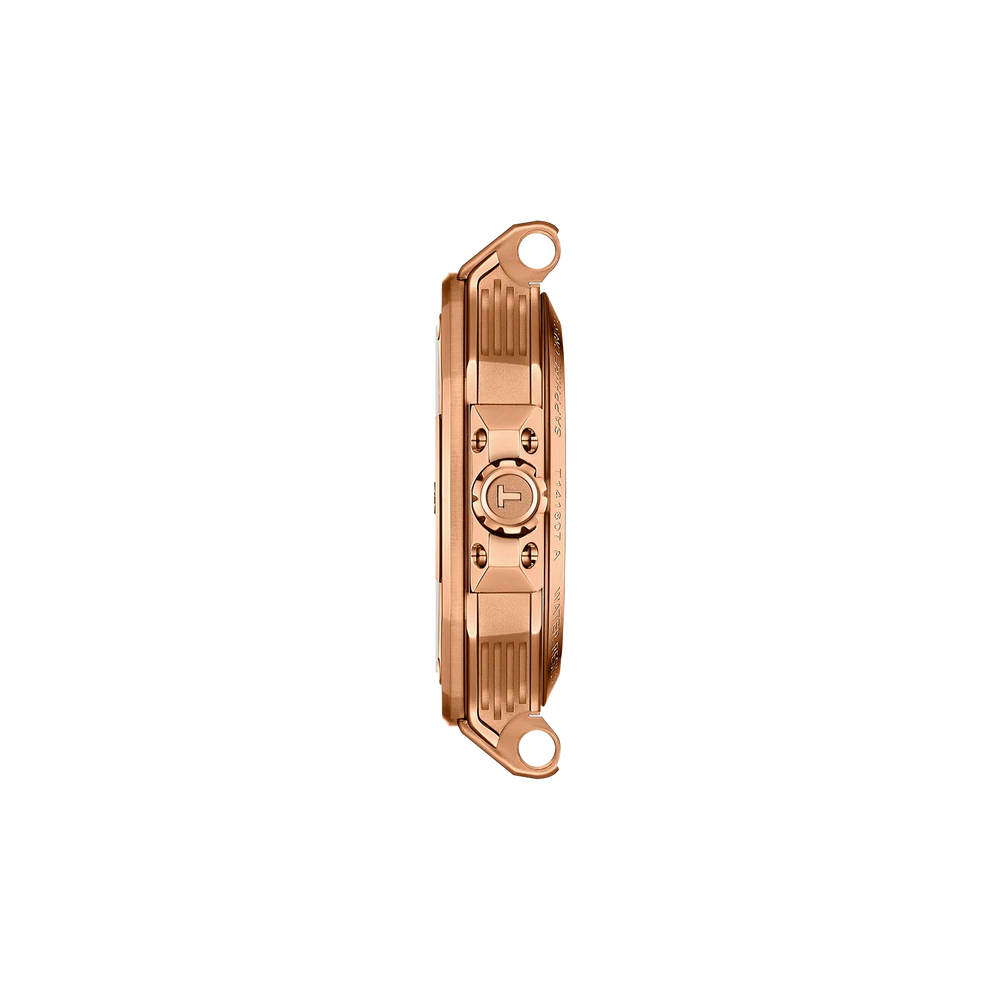 Profile view of the watch case Tissot T-Race 41mm, reference T141.807.37.051.00