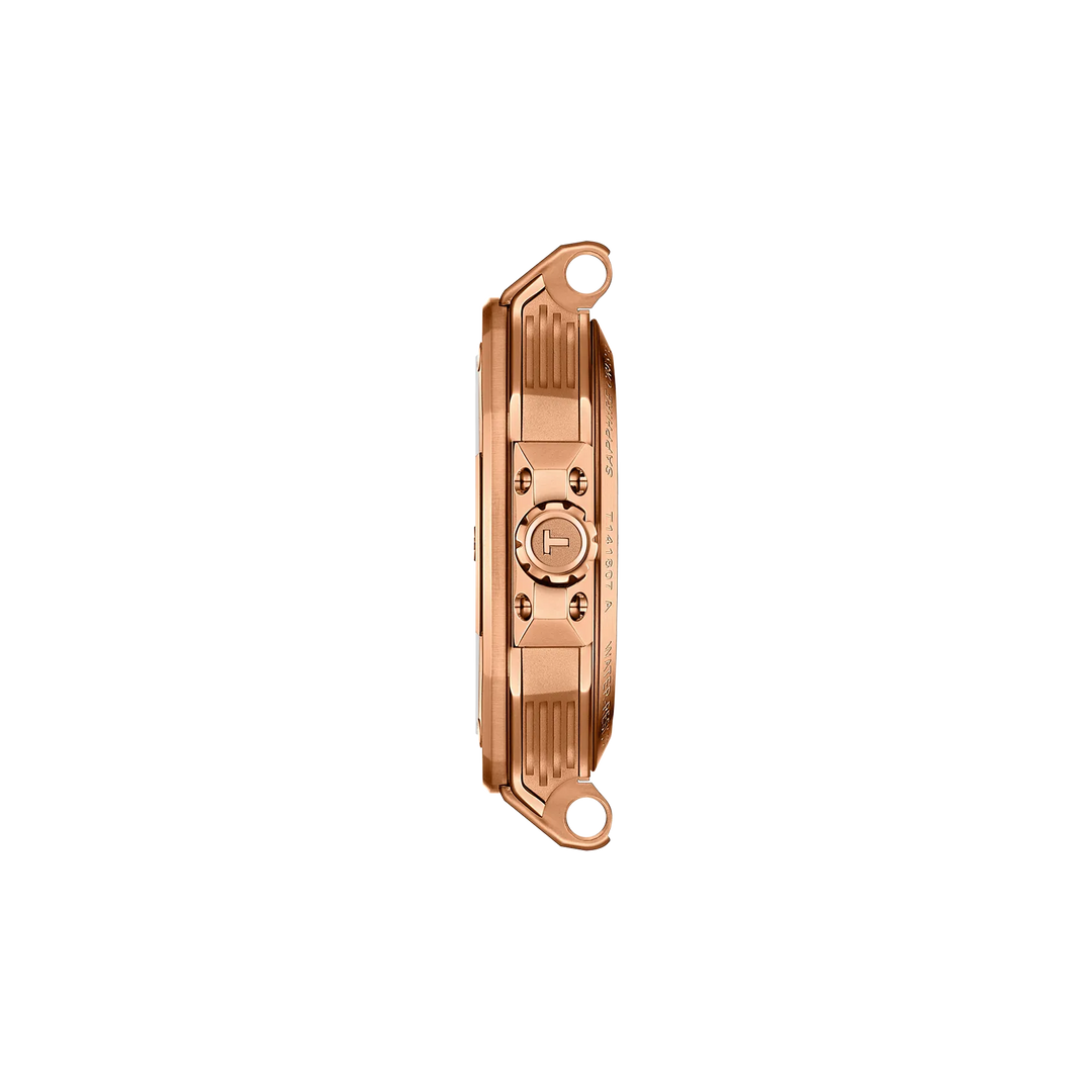 Profile view of the watch case Tissot T-Race 41mm, reference T141.807.37.051.00
