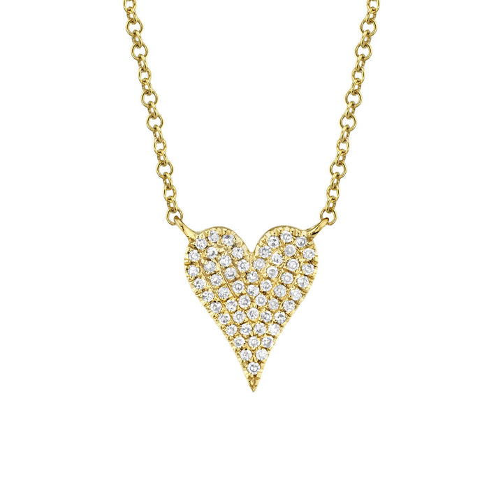 Shy Creation 0.11 ct Diamond Pavé Heart Necklace in 14K Yellow Gold — SC55006926