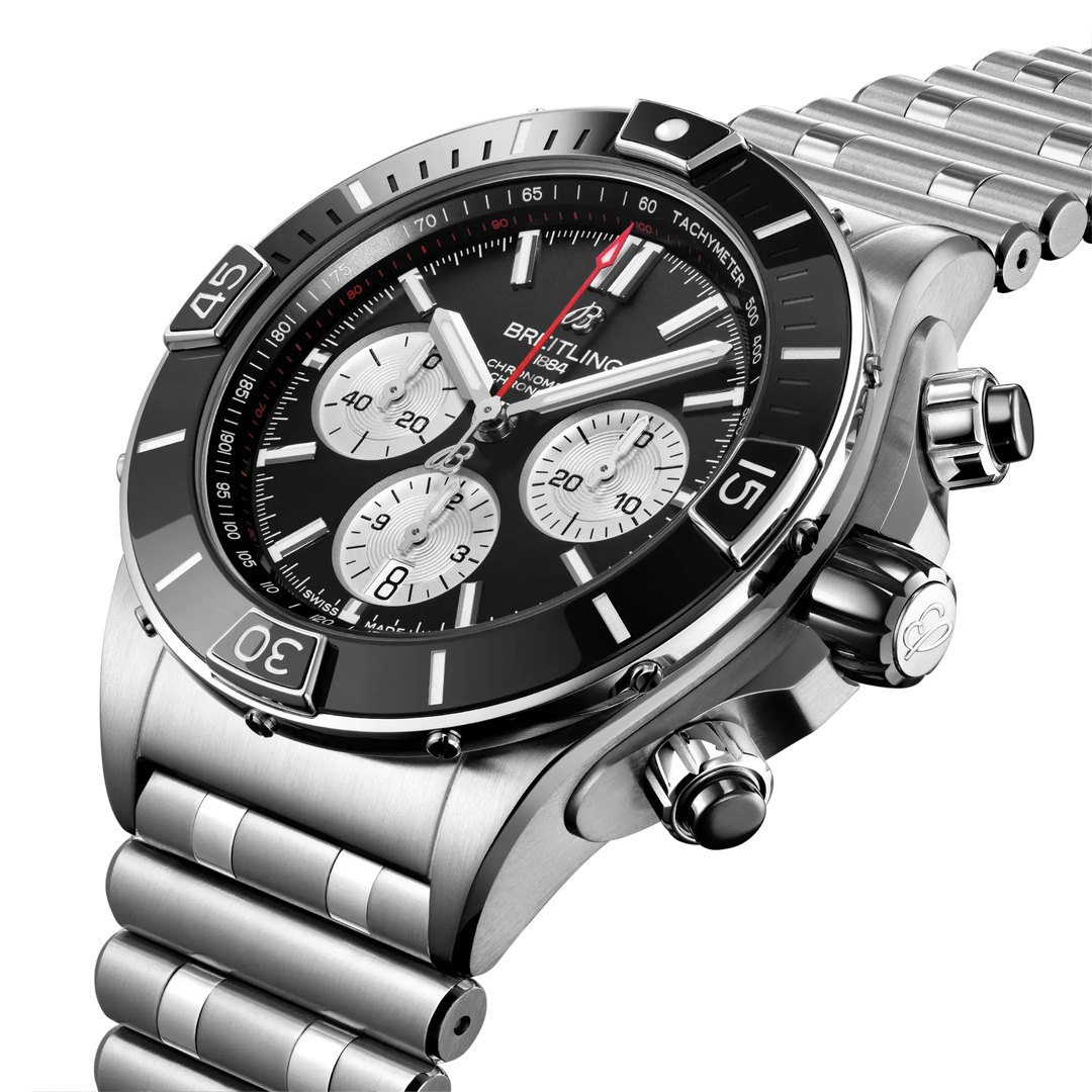 Breitling Super Chronomat B01 44 AB0136251B1A1 official three-quarter product view