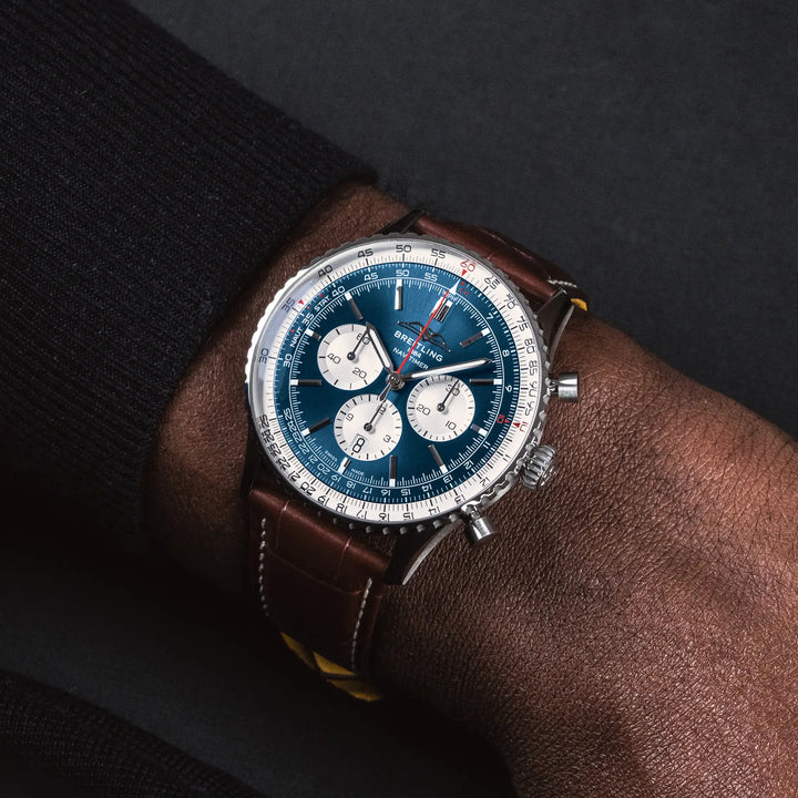 Breitling Navitimer B01 Chronograph 46 AB0137211C1P1 official on-wrist lifestyle view