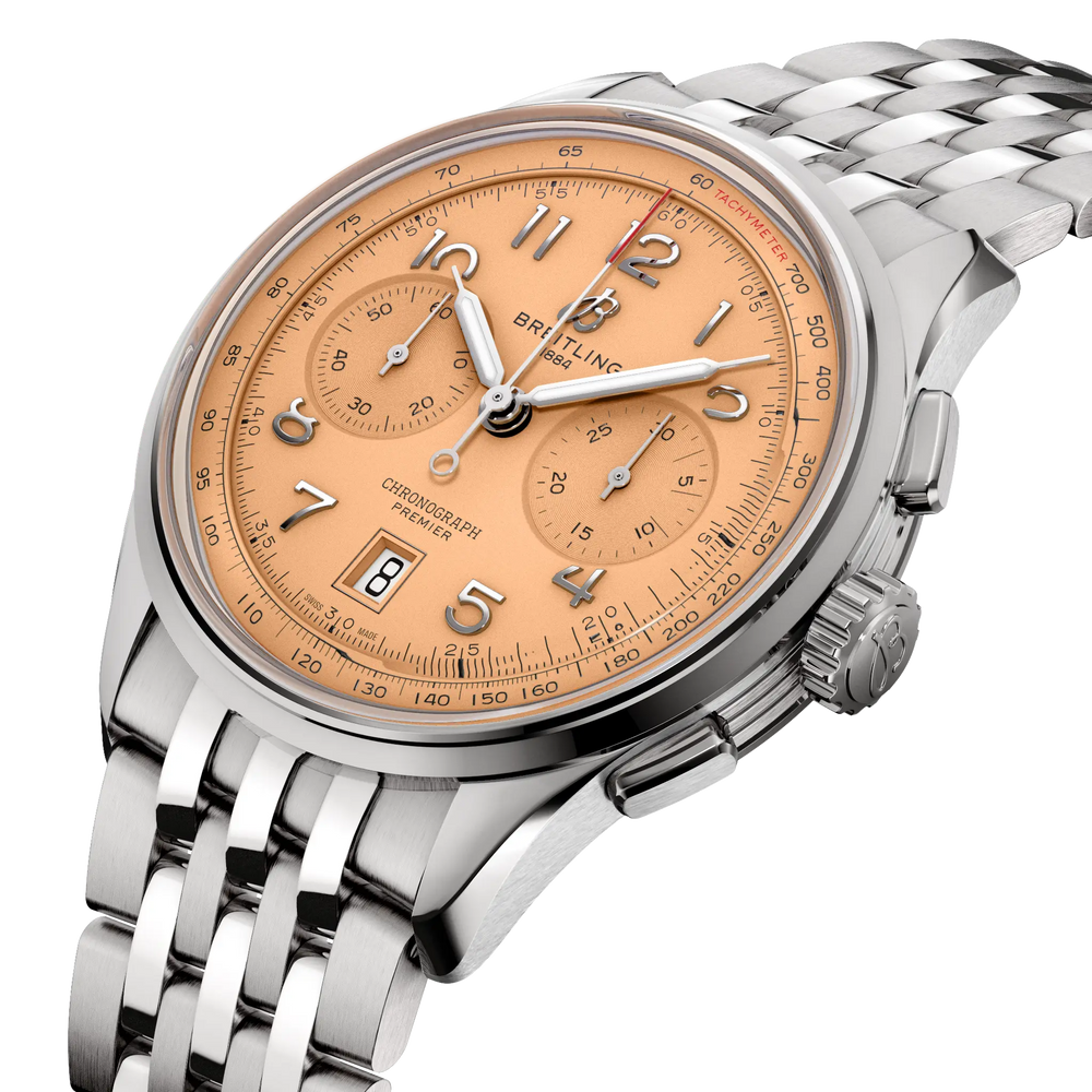 Breitling Premier B01 Chronograph 42 AB0145331K1A1 three-quarter view