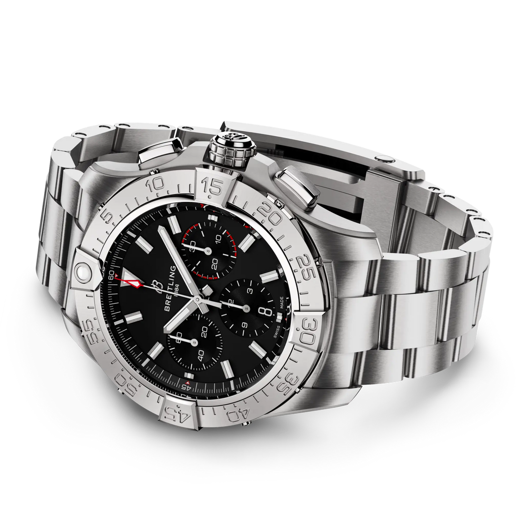 Breitling Avenger B01 Chronograph 44 AB0147101B1A1 official lifestyle rolled-up sleeve