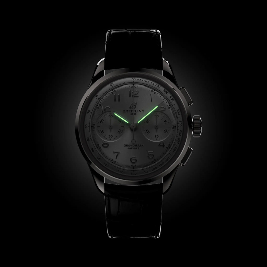 Breitling Premier B09 Chronograph 40 AB0930371G1P1 official low-light luminous dial view
