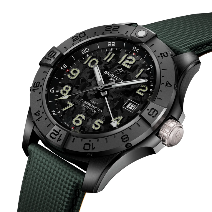 Breitling Avenger Automatic GMT 44 Night Mission S32320101B1X1 three-quarter view