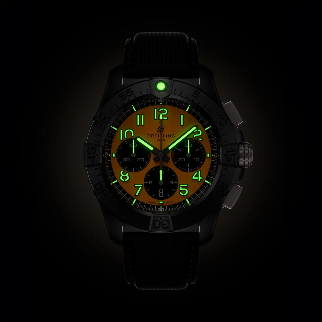 Breitling Avenger B01 Chronograph 44 Night Mission SB0147101I1X2 luminous dial