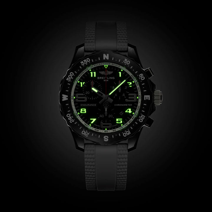 Breitling Endurance Pro 38 X83310A71B1S1 official low-light luminous dial view