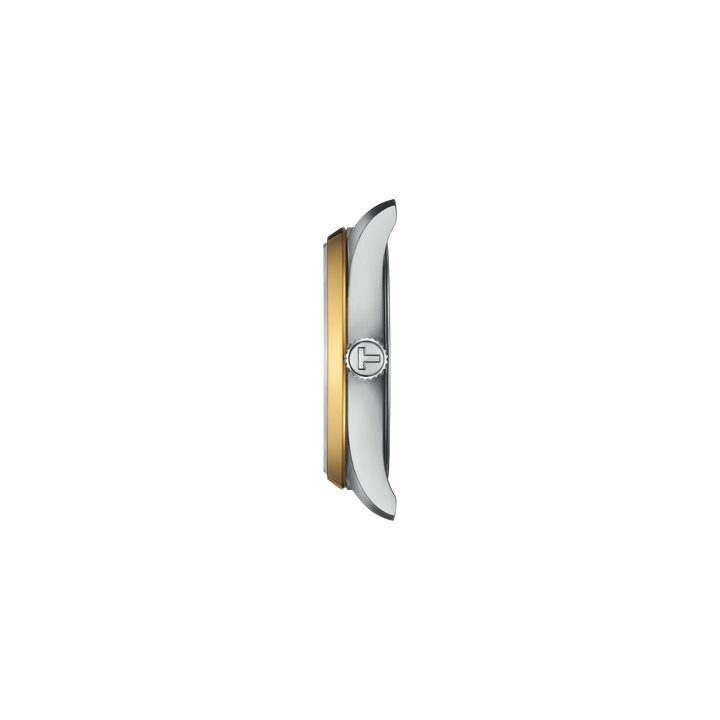 Profile view of the watch case Tissot PR 100 34mm, reference T150.210.21.031.00