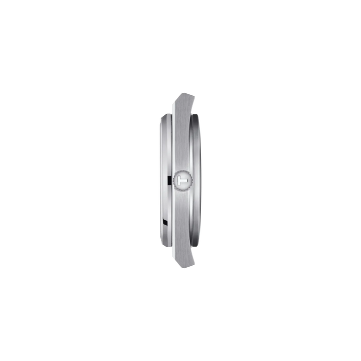 Profile view of the watch case Tissot PRX 40mm, reference T137.407.11.051.00