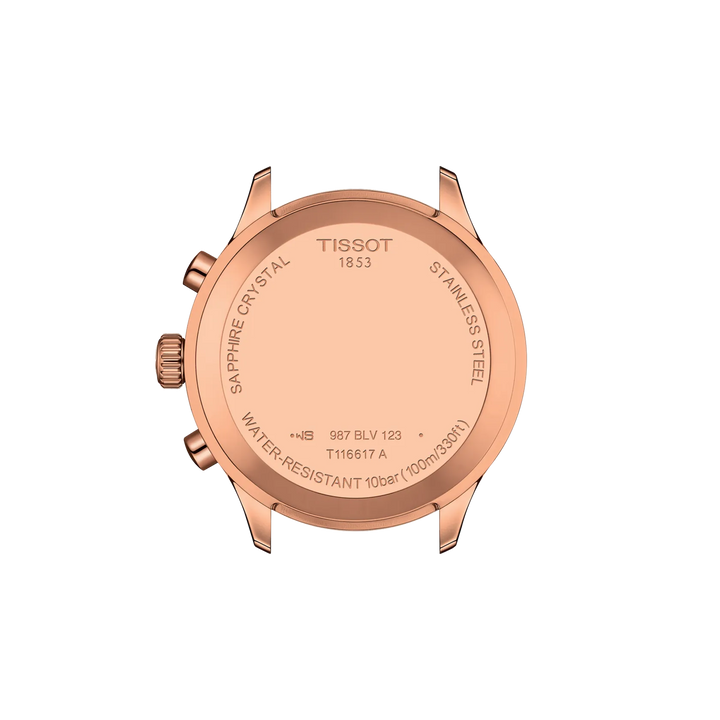 Back view of the watch case Tissot Chrono XL Classic 45mm, reference T116.617.36.042.00