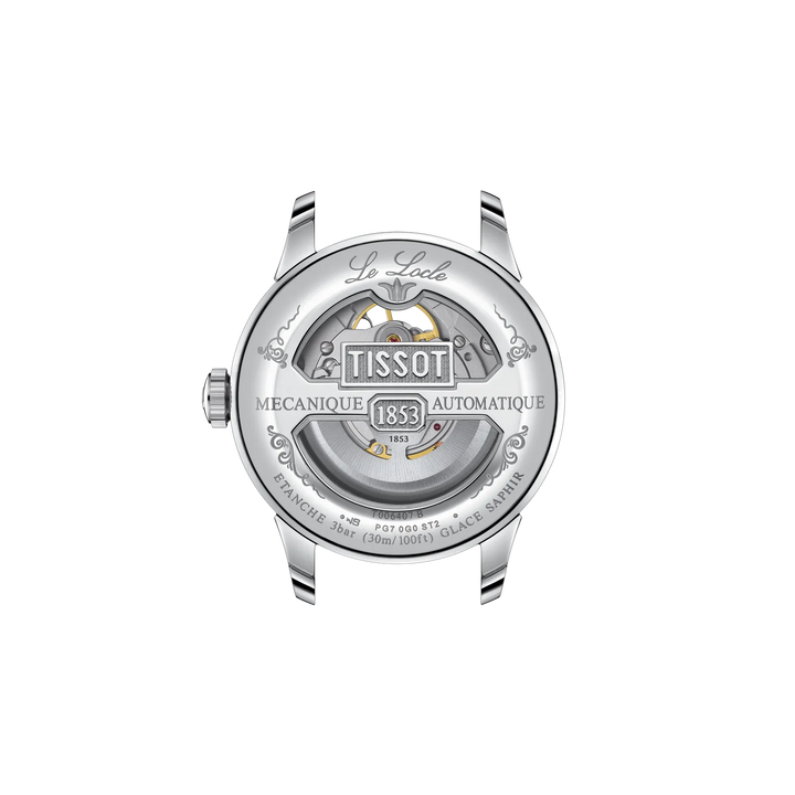 Back view of the watch case Tissot Le Locle Open Heart 39.3mm, reference T006.407.16.033.01