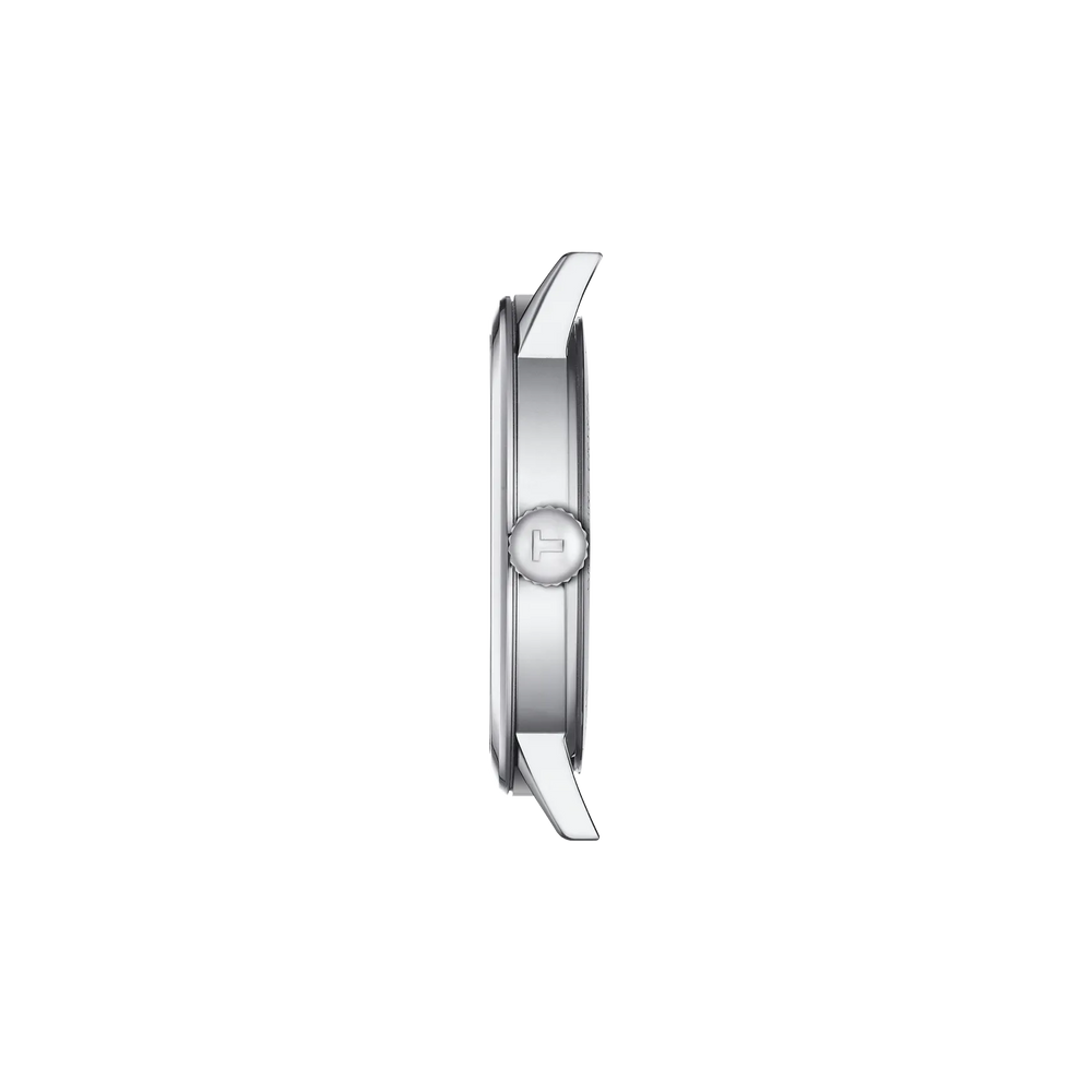 Profile view of the watch case Tissot Classic Dream 42mm, reference T129.410.11.013.00