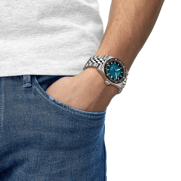 Simulation of the watch Tissot PR516 38mm on a wrist, reference T149.407.11.041.00