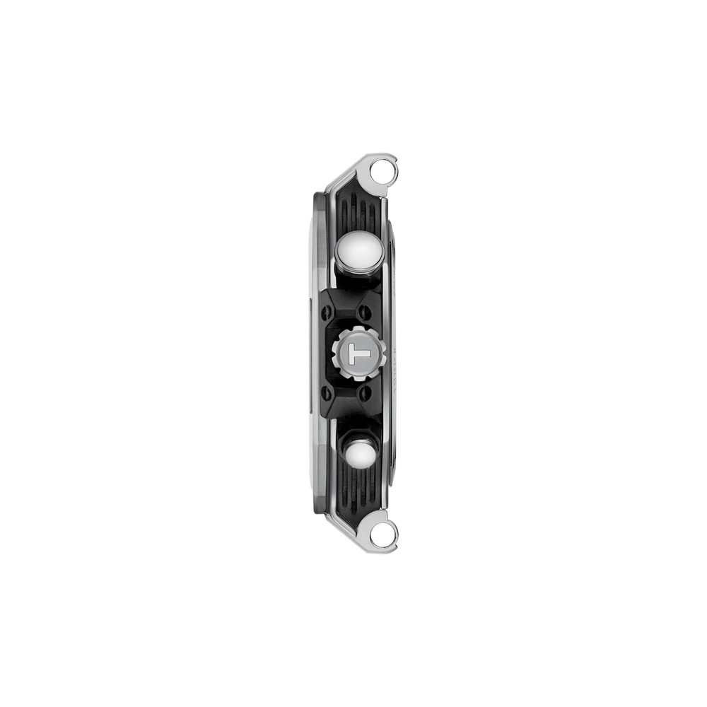 Profile view of the watch case Tissot T-Race 45mm, reference T141.417.11.051.01